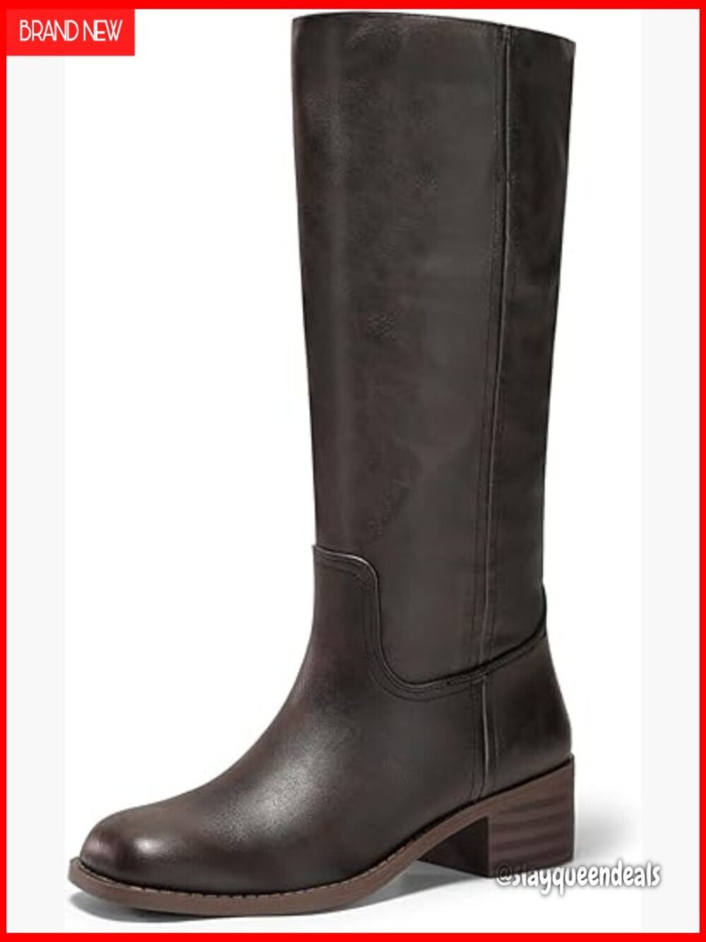 Knee High Boots Square Toe Chunky Block Heel Tall Boots Comfortable Low Heel